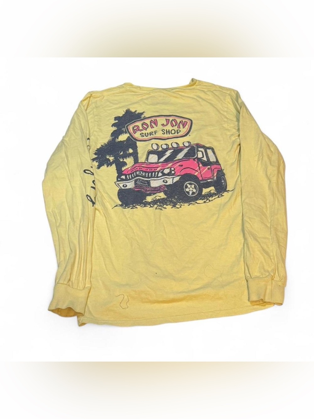 Ron Jon Yellow Long-Sleeve Tee with Jeep Pink Surf Truck Graphic